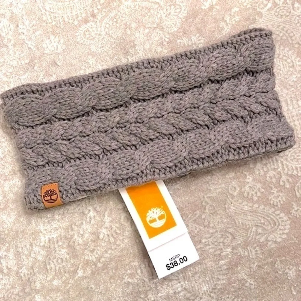 Brand New Timberland Cable Knit Gray Fleece Lined Earband Headband